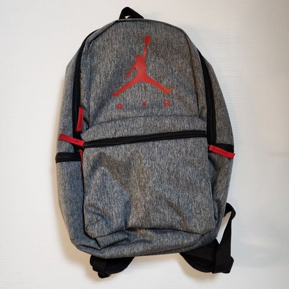 Nike Air Jordan Jumpman Kids Backpack School Sport L Grey Red Black 9B0462-R61 - Picture 5 of 9